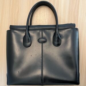 Tod's Black Leather Tote Bag